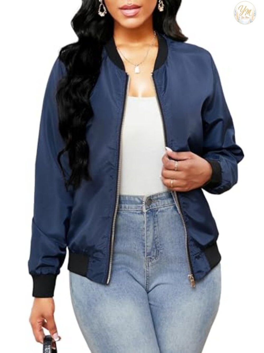Women's Lightweight Zip Up Jacket Long Sleeve Casual Coat Polyester